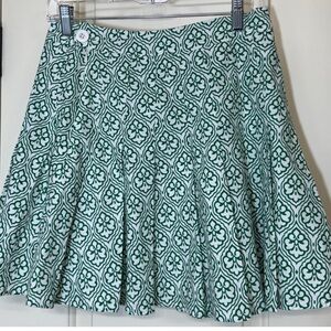 THML Cotton Printed Mini Skirt Green White Pleated Size S